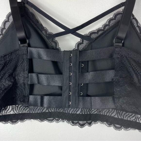 Black Sexy Bra Criss Cross Front X  Strappy 3XL - Picture 3 of 7